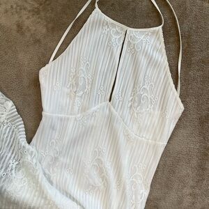 VENUS White Lace Midi Dress